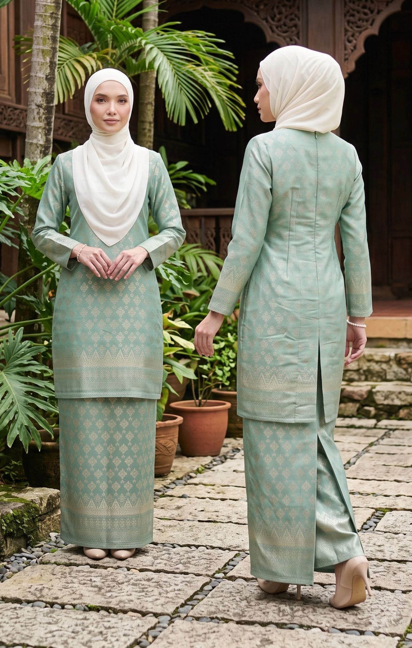 Serra Baju Kurung Moden | Apple Green — alternate view